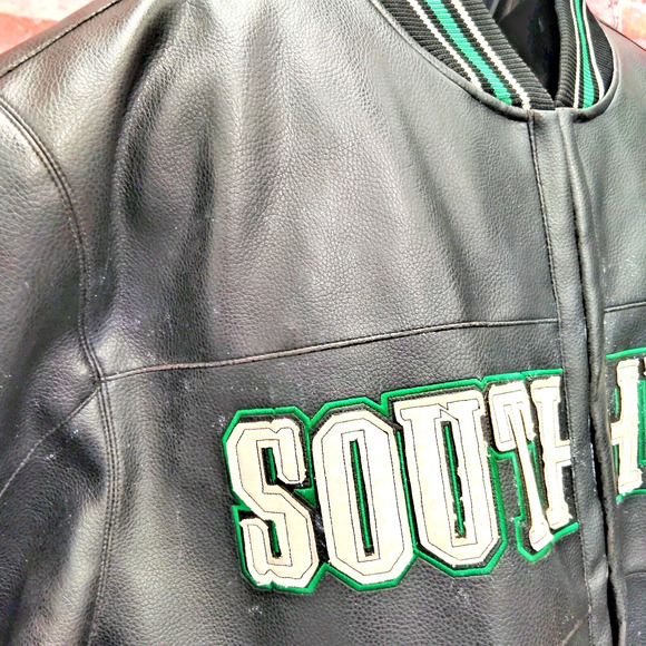 Southpole Authentic Collection Bomber Jacket Mens XL Black Faux Leather Full Zip - Picture 6 of 8